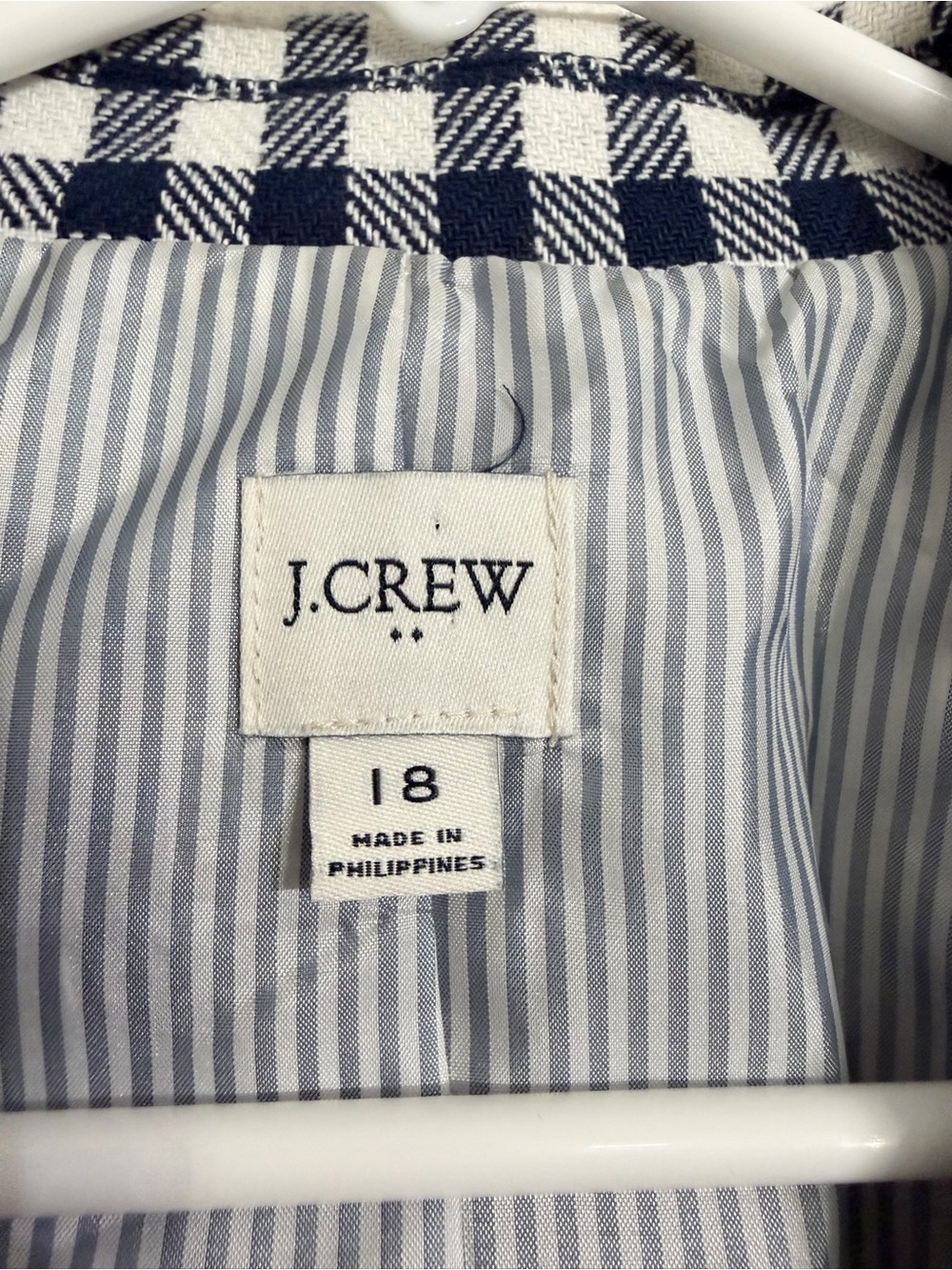 J.Crew Parke Gingham Blazer Linen Cotton size 18 - Picture 5 of 9
